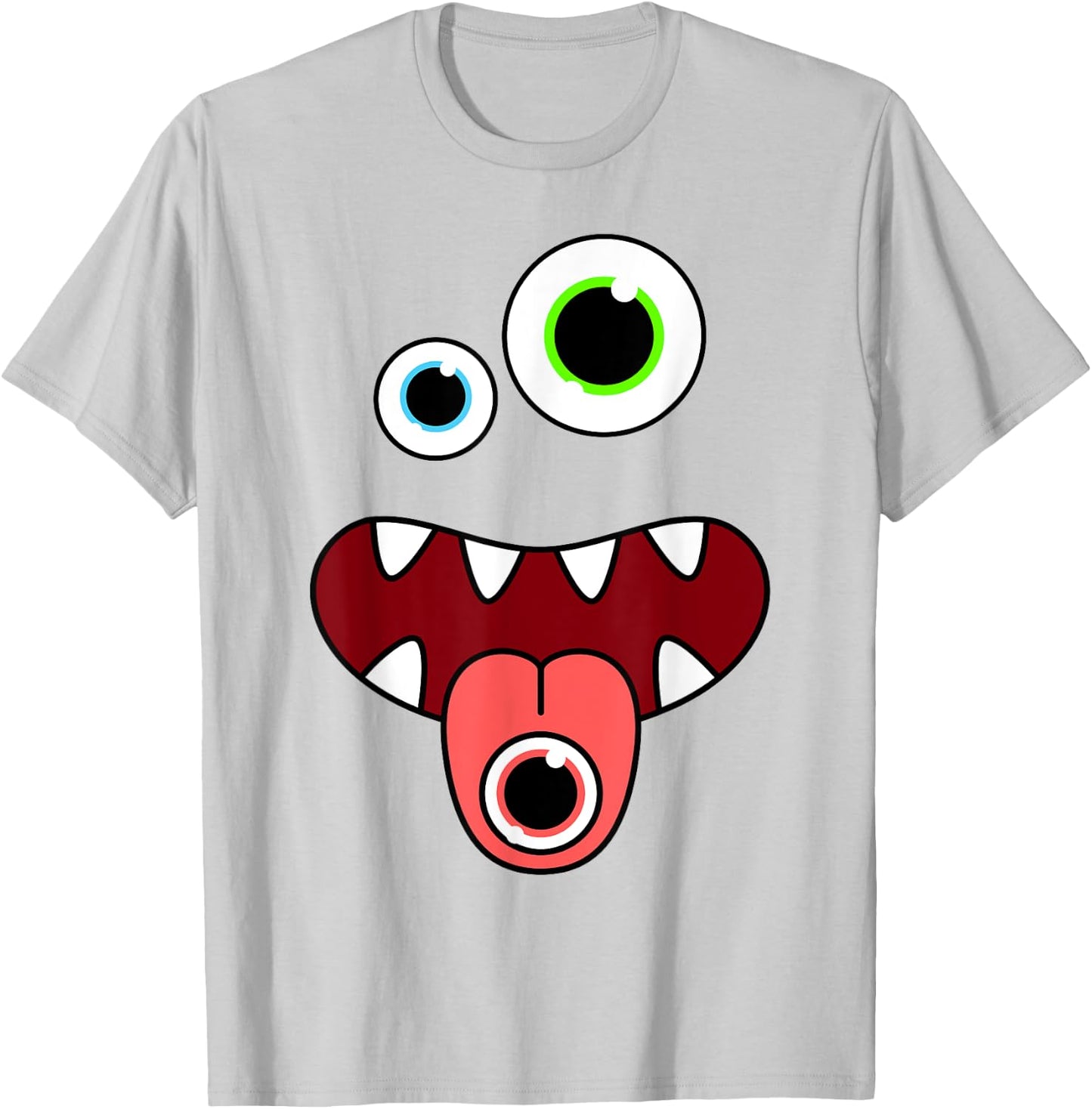 Funny Silly Monster Face Easy Birthday Halloween Costume T-Shirt - T-Shirt | Ash