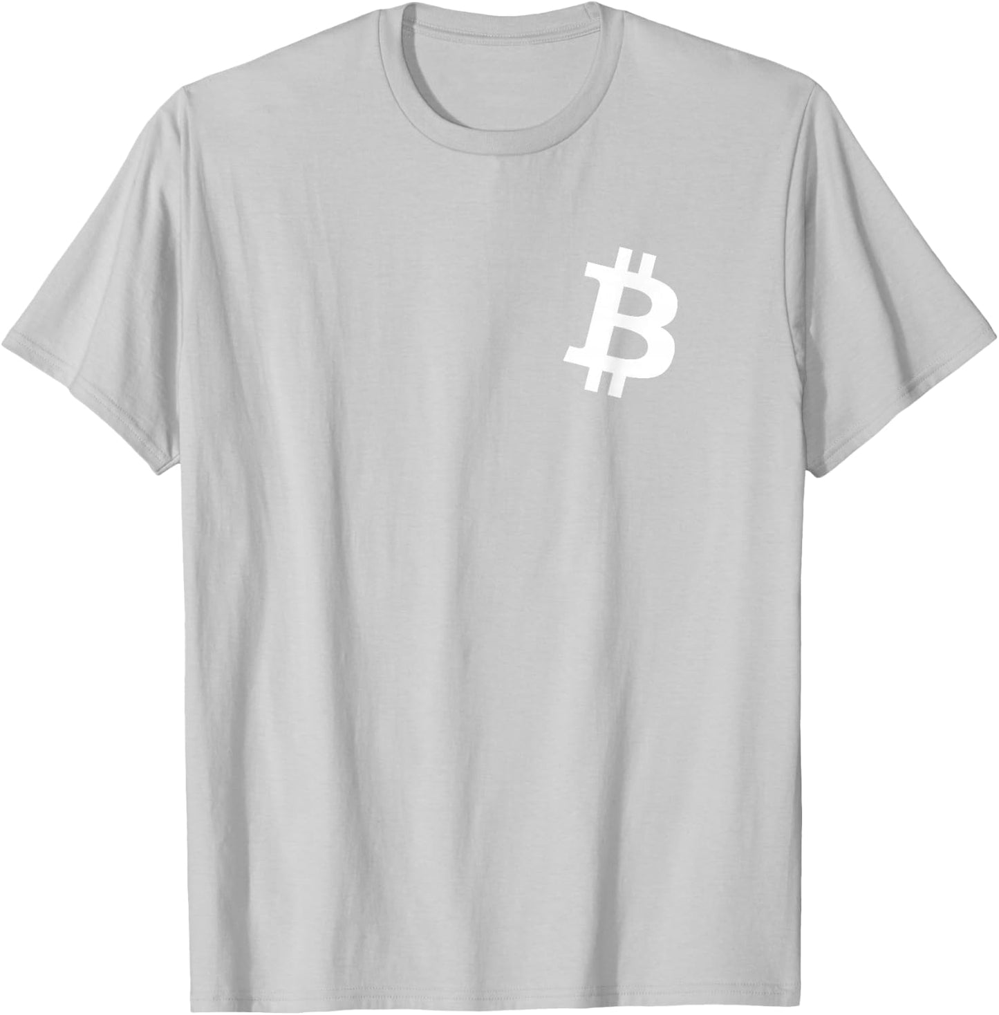 Orange Bitcoin Symbol Small Breast Pocket White Text BTC T-Shirt - T-Shirt | Ash