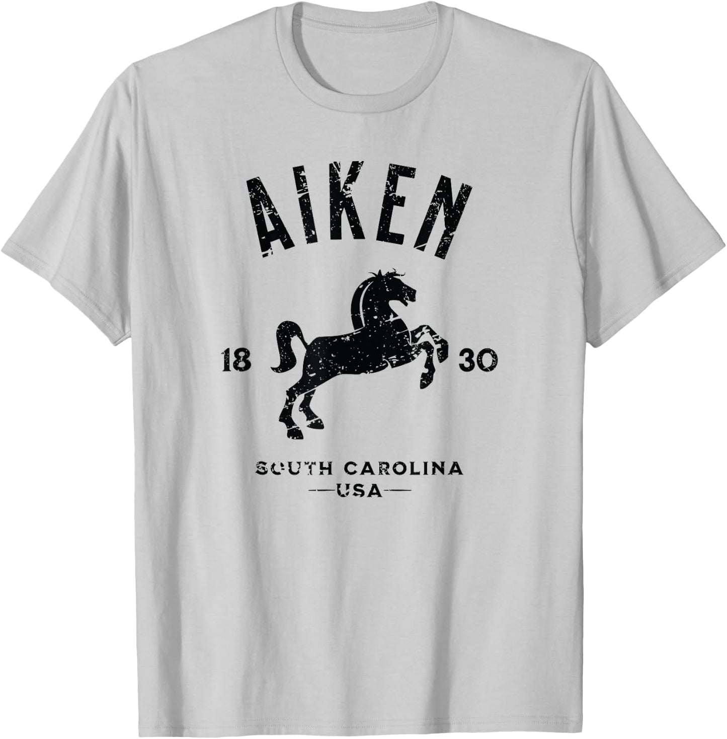 Aiken South Carolina USA Equestrian Horse Distressed Design T-Shirt - T-Shirt | Ash