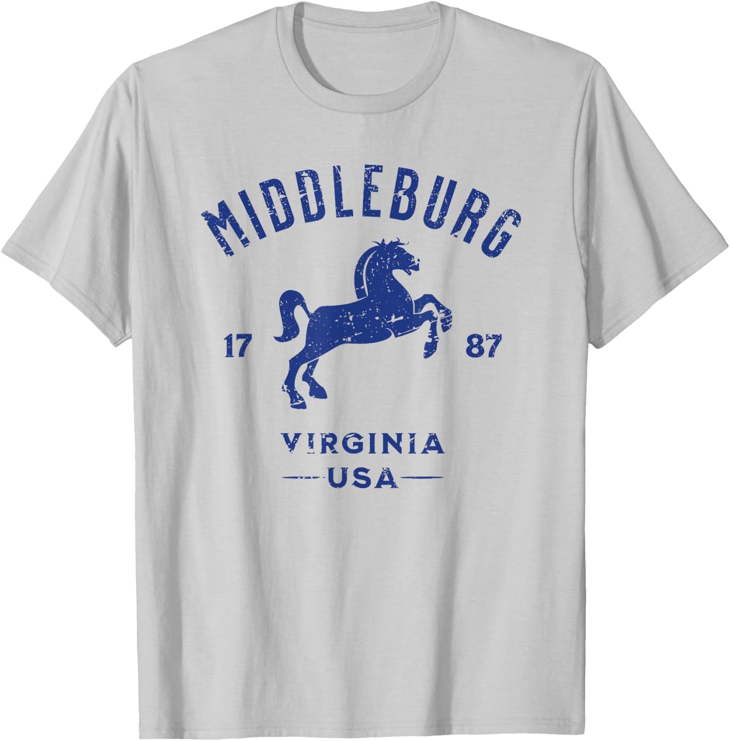 Middleburg Virginia USA Equestrian Horse Distressed Design T-Shirt - T-Shirt | Ash