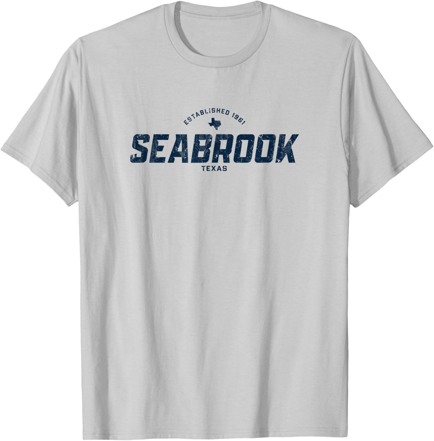 Seabrook Texas TX Vintage Athletic Navy Sports Logo T-Shirt - T-Shirt | Ash
