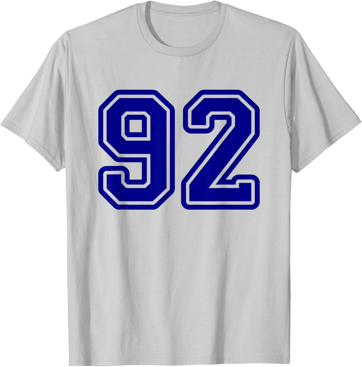 Blue Sport Team Number #92 T-Shirt - T-Shirt | Ash