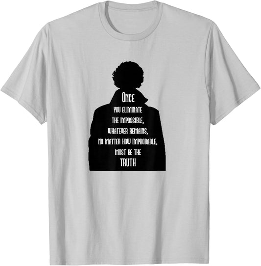 Sherlock Holmes Quotes 221B Baker St. British Detective T-Shirt - T-Shirt | Ash