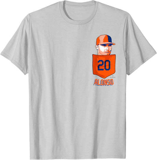 Pete Alonso New York Baseball Pocket MLBPA T-Shirt - T-Shirt | Ash