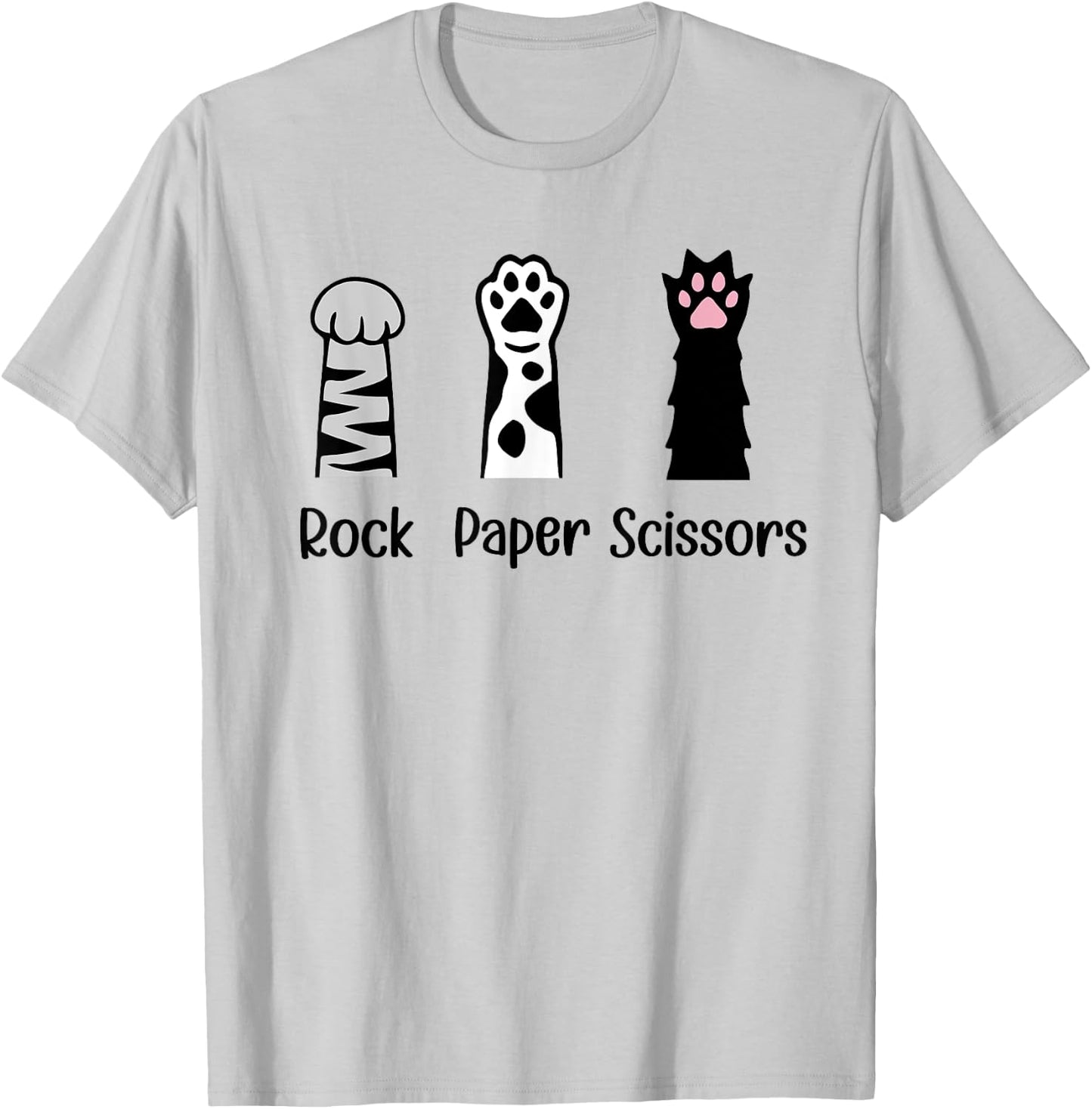 Introvert Cat Animal Rescue Pet Lover Gifts ROCK PAPER SCISSORS Hand Game Cute Paw Funny Cat Lover T-Shirt - T-Shirt | Ash