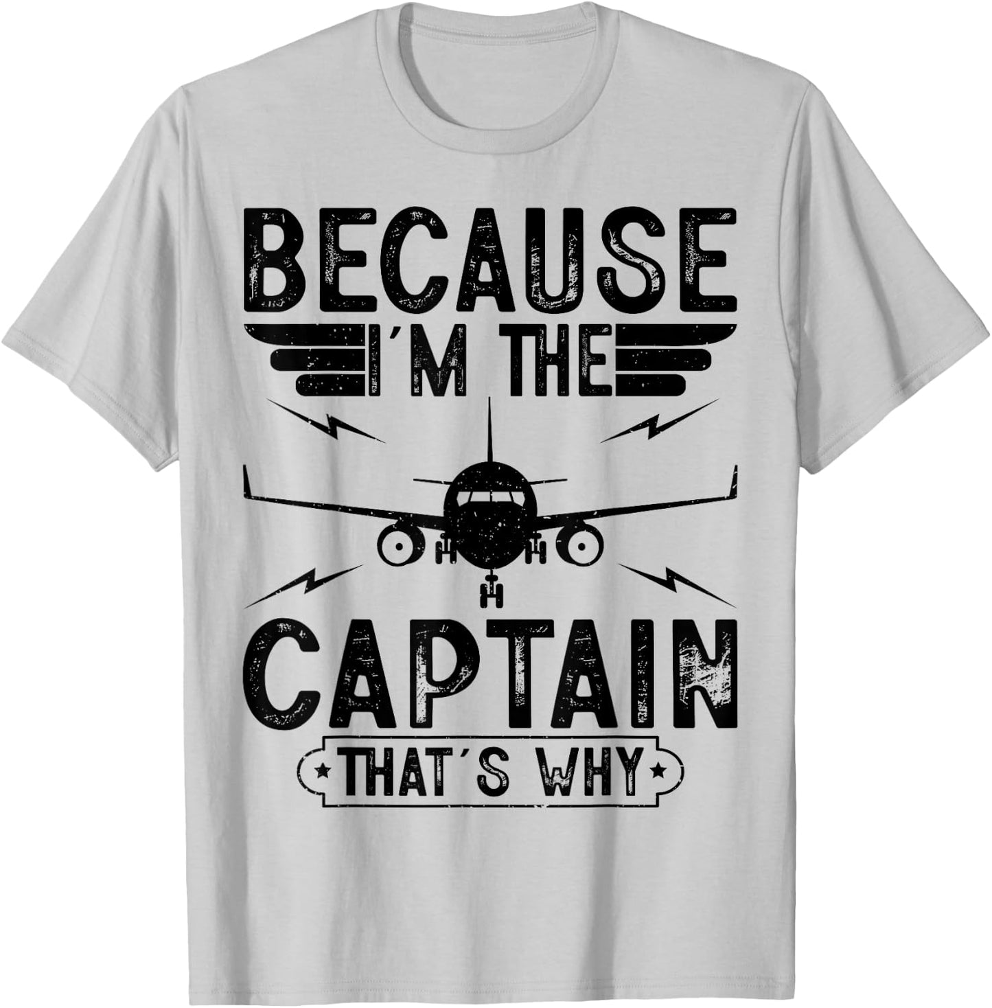 Because I'm The Captain Retro Airplanes Pilot Aviation Gifts T-Shirt - T-Shirt | Ash