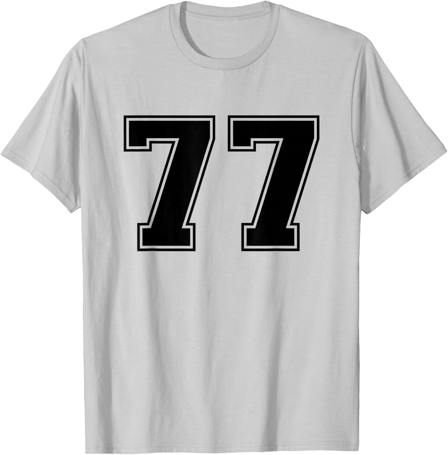 Black Sports Team Number 77 T-Shirt - T-Shirt | Ash