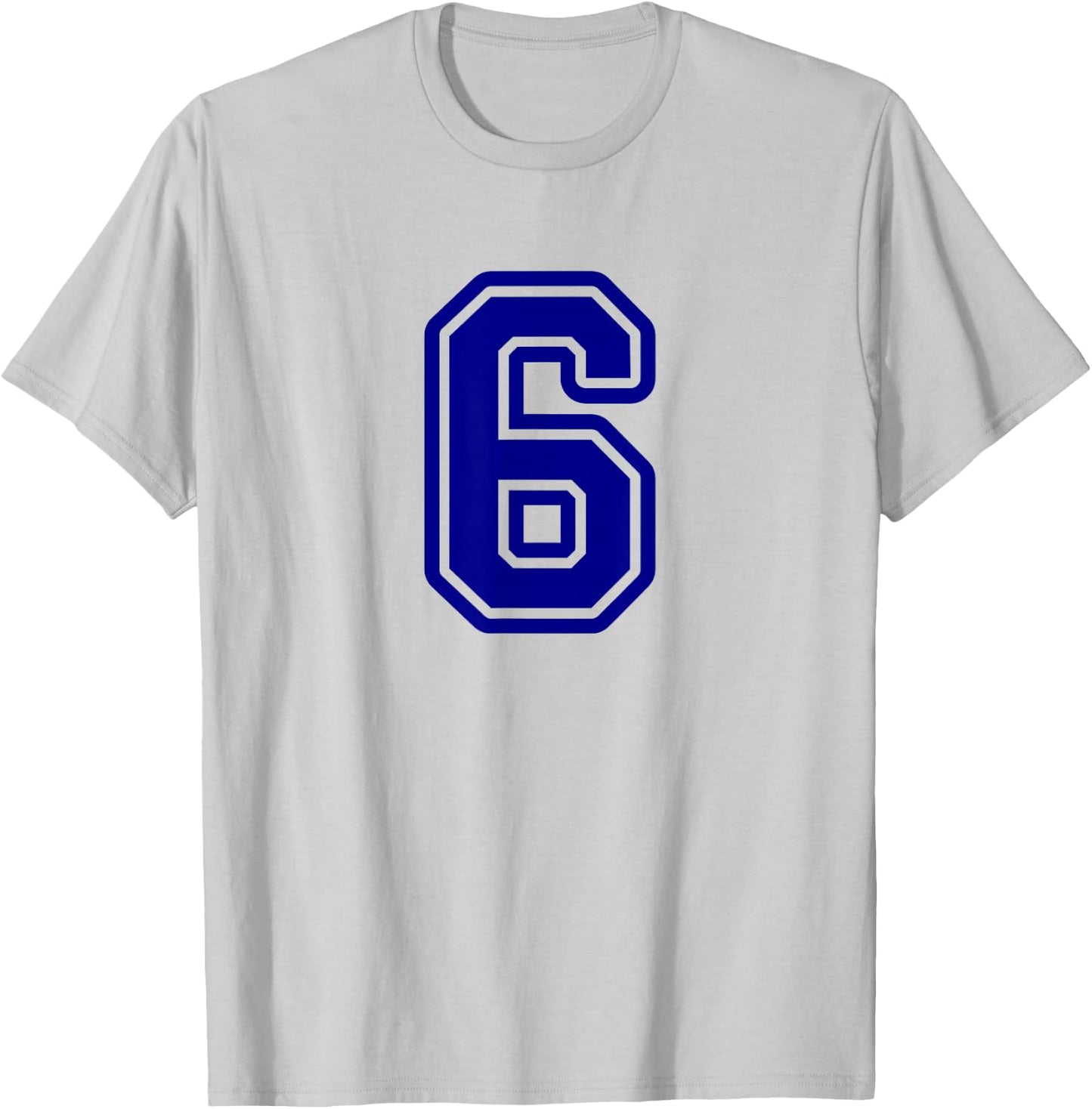 Blue Sports Team Number #6 T-Shirt - T-Shirt | Ash