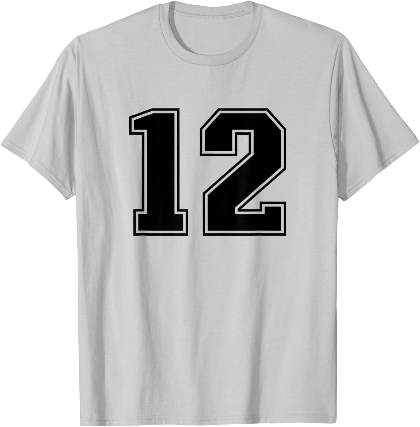 Black Sports Team Number #12 T-Shirt - T-Shirt | Ash