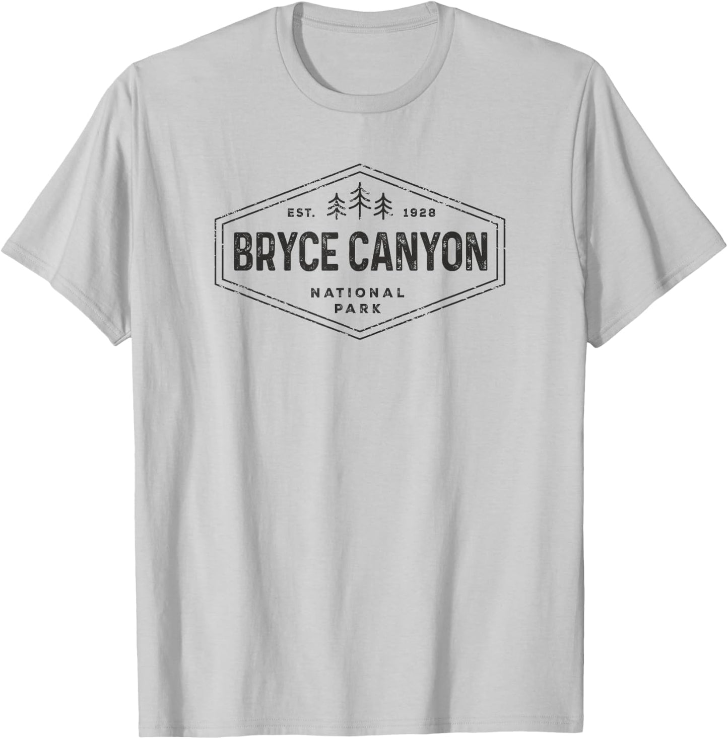 Bryce Canyon National Park Shirt Retro Hexagon Badge Hiking T-Shirt - T-Shirt | Ash