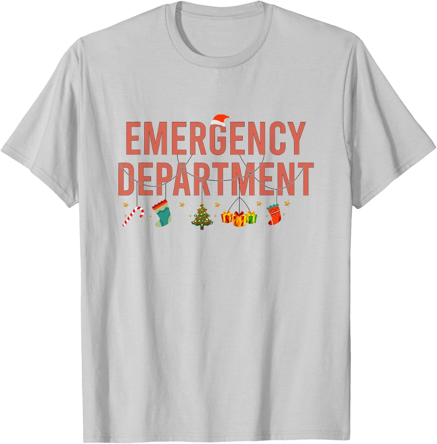Emergency Department Christmas Emergency Nurse Christmas T-Shirt - T-Shirt | Ash