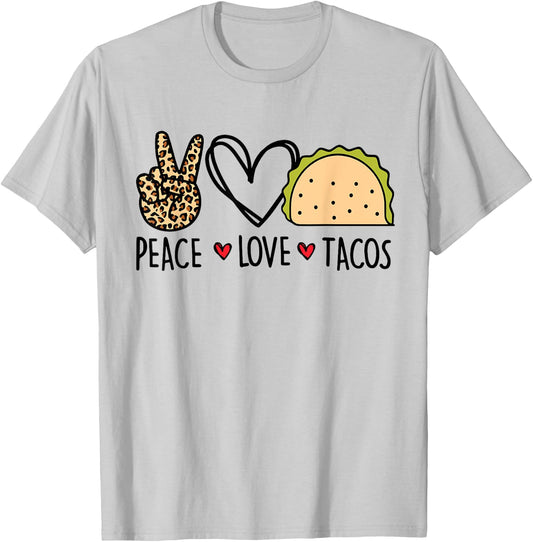 Peace Love Tacos Cinco De Mayo Gifts for Mexican Women Kids T-Shirt - T-Shirt | Ash