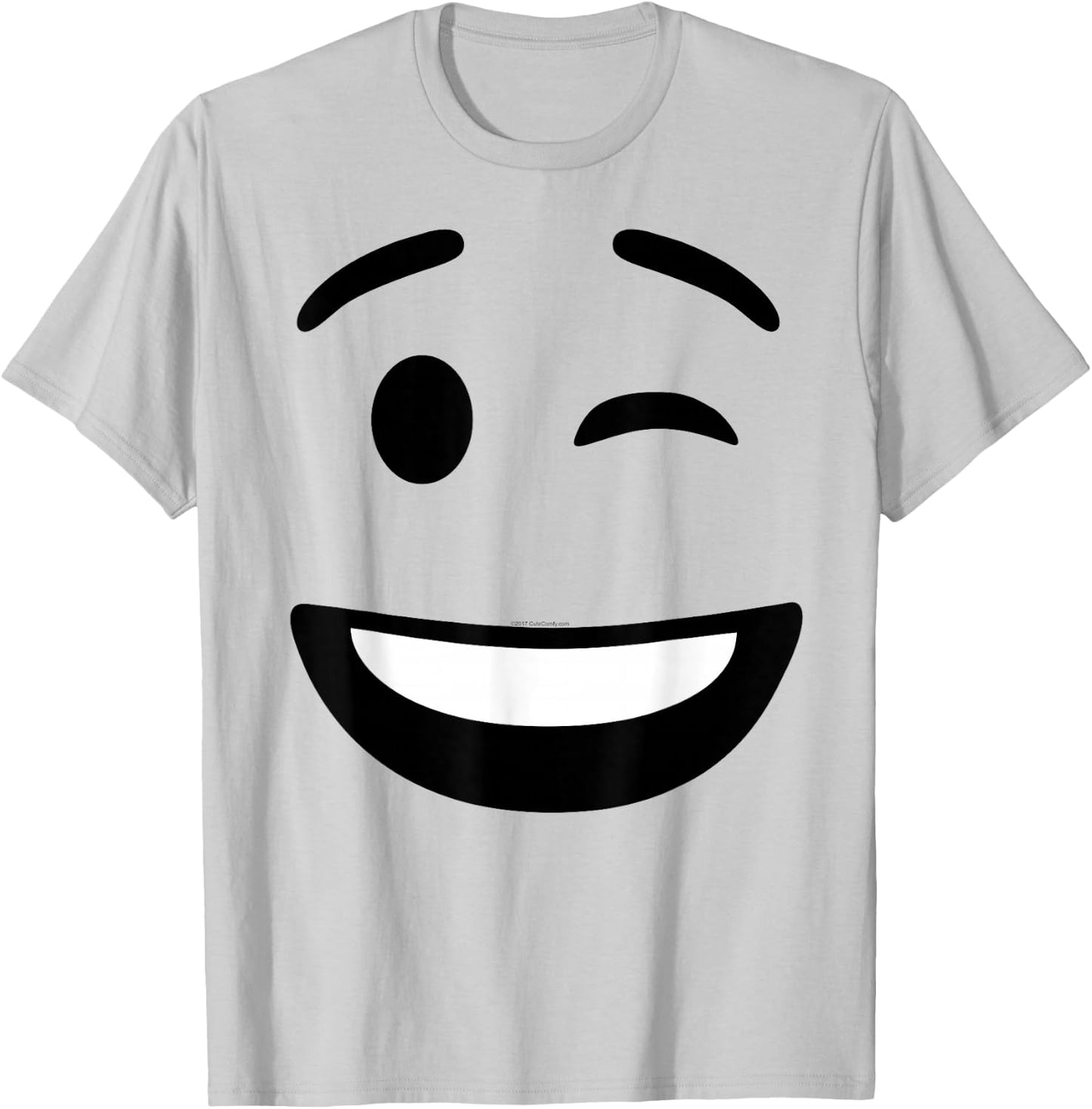 Winking Face Smile Instant Lazy Costume Icon T-Shirt - T-Shirt | Ash