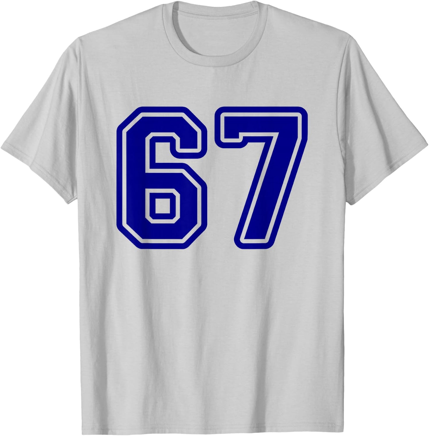 Blue Sports Team Number #67 T-Shirt - T-Shirt | Ash