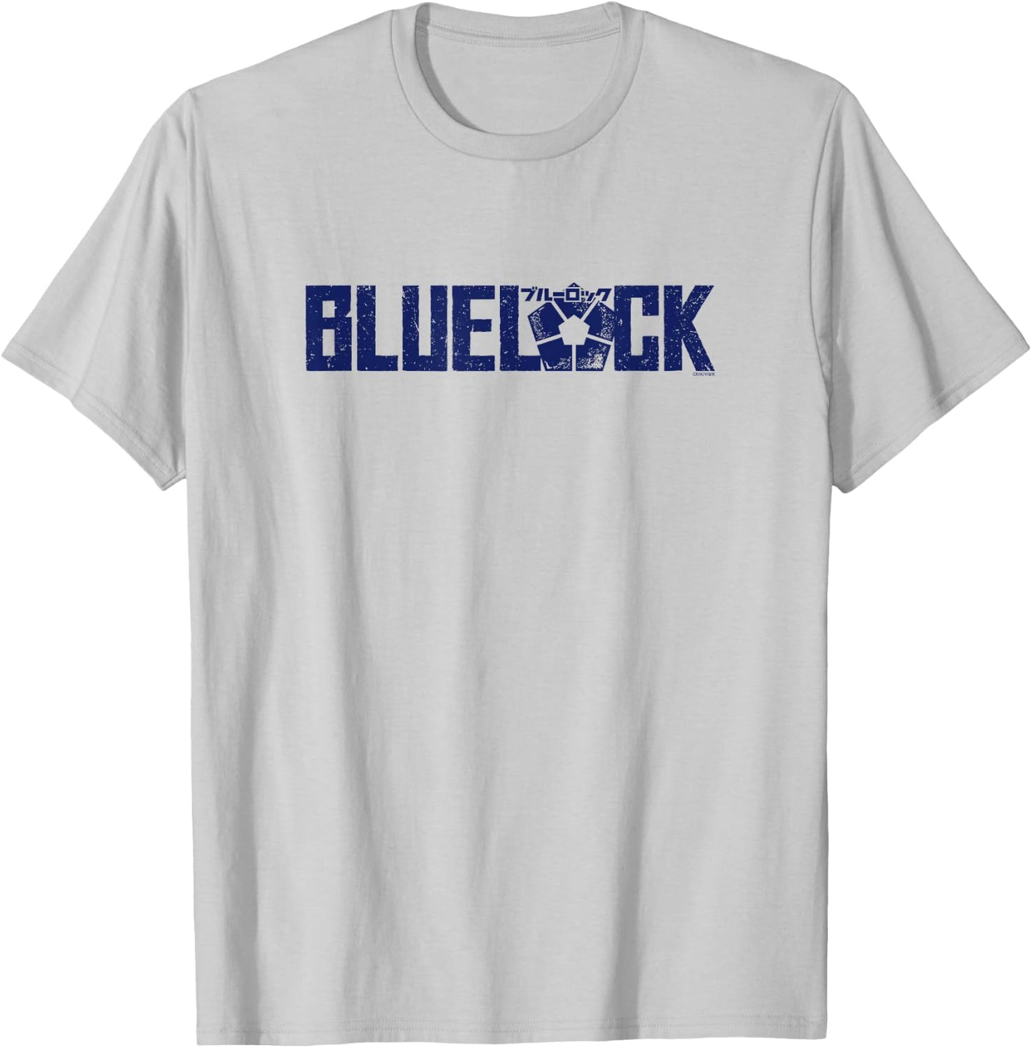 Blue Lock Official Epic Blue Bold Distressed Big Chest Logo T-Shirt - T-Shirt | Ash