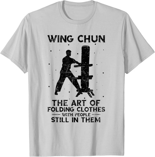 Vintage The Art Of Folding Clothes Kung Fu Wing Chun T-Shirt - T-Shirt | Ash
