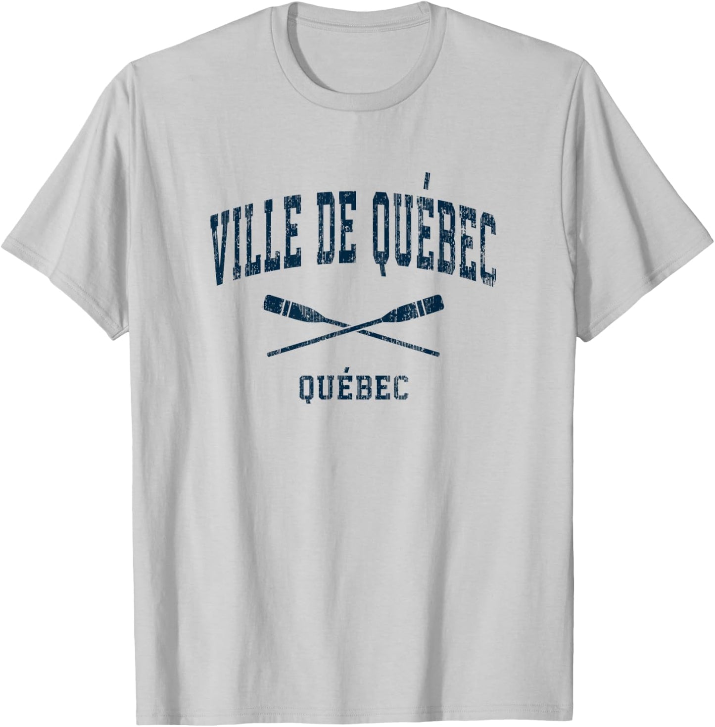 Quebec City Quebec Vintage Nautical Paddles Sports Oars T-Shirt - T-Shirt | Ash