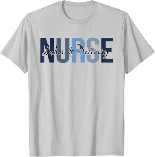 Retro Labor & Delivery Nurse Gifts Nursing Apparel T-Shirt - T-Shirt | Ash