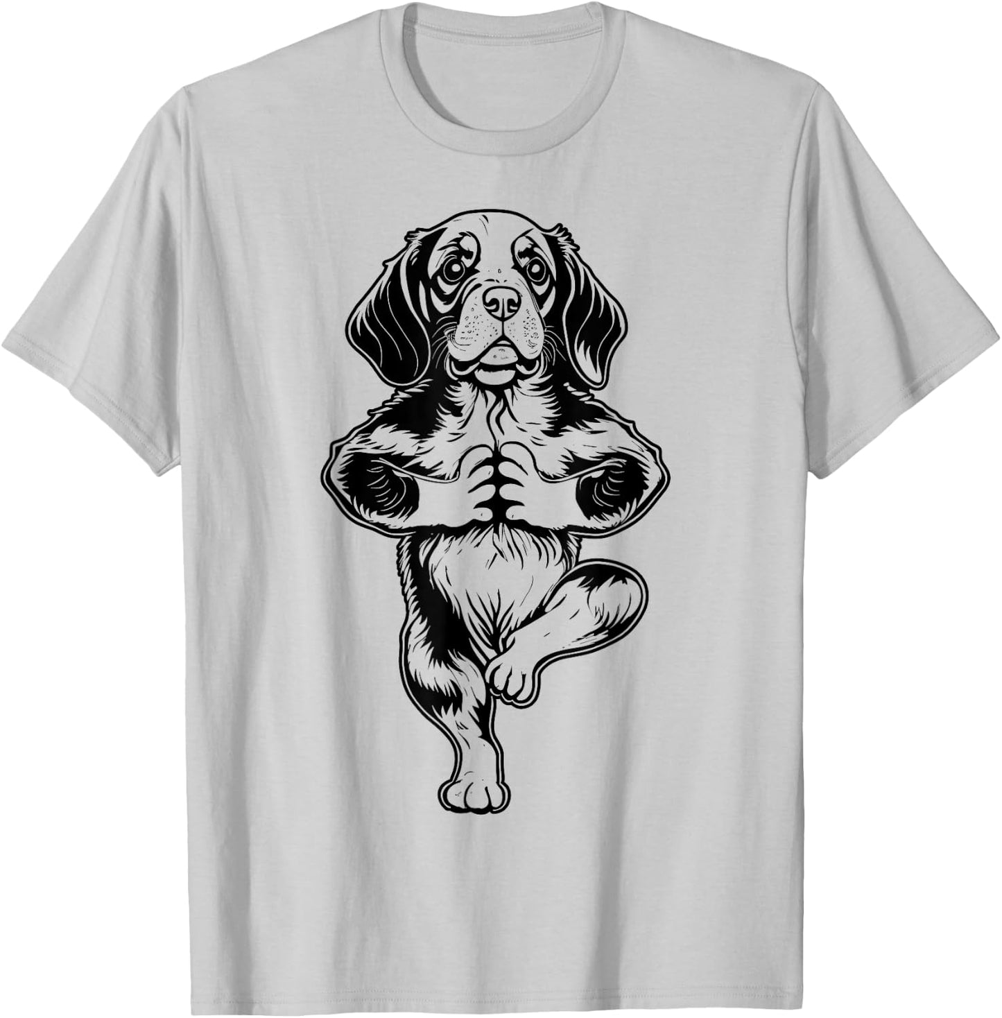 Beagle Yoga Puppy Dog Funny Dogs Tree Pose Vrikshasana T-Shirt - T-Shirt | Ash