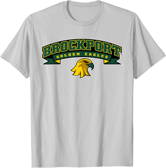SUNY Brockport Golden Eagles Banner Logo T-Shirt - T-Shirt | Ash