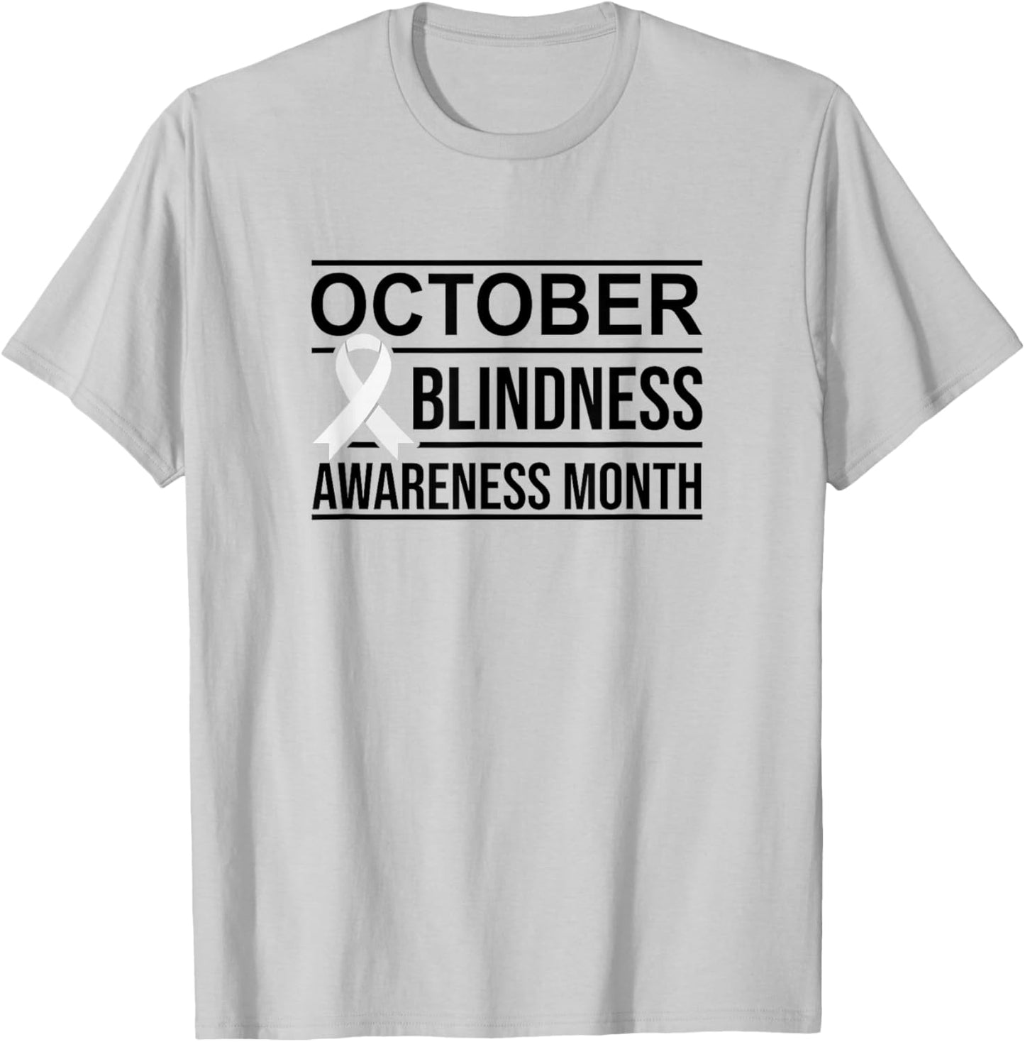 White Ribbon Blindness Awareness T-Shirt - T-Shirt | Ash