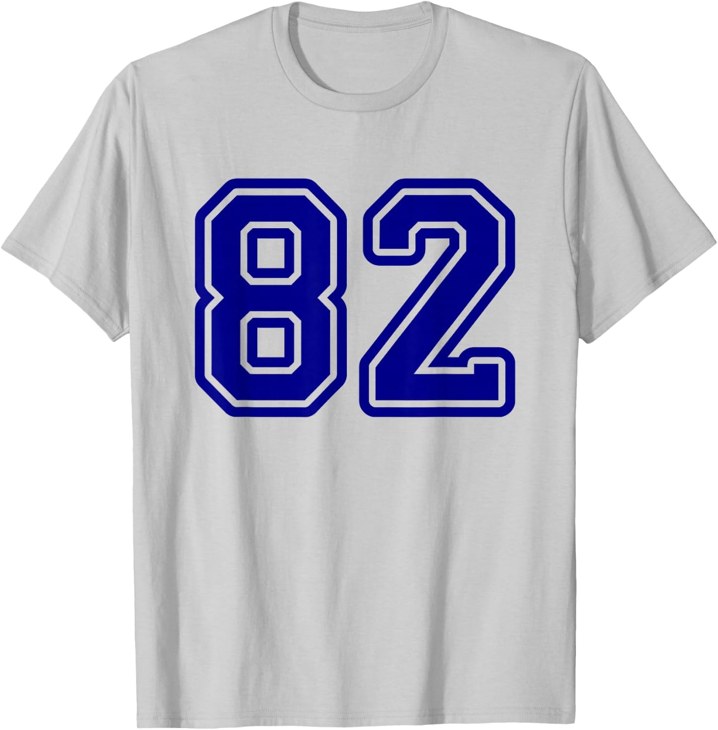 Blue Sports Team Number 82 T-Shirt - T-Shirt | Ash