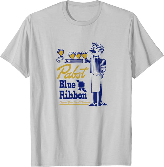 Pabst Blue Ribbon Classic Bartender T-Shirt - T-Shirt | Ash