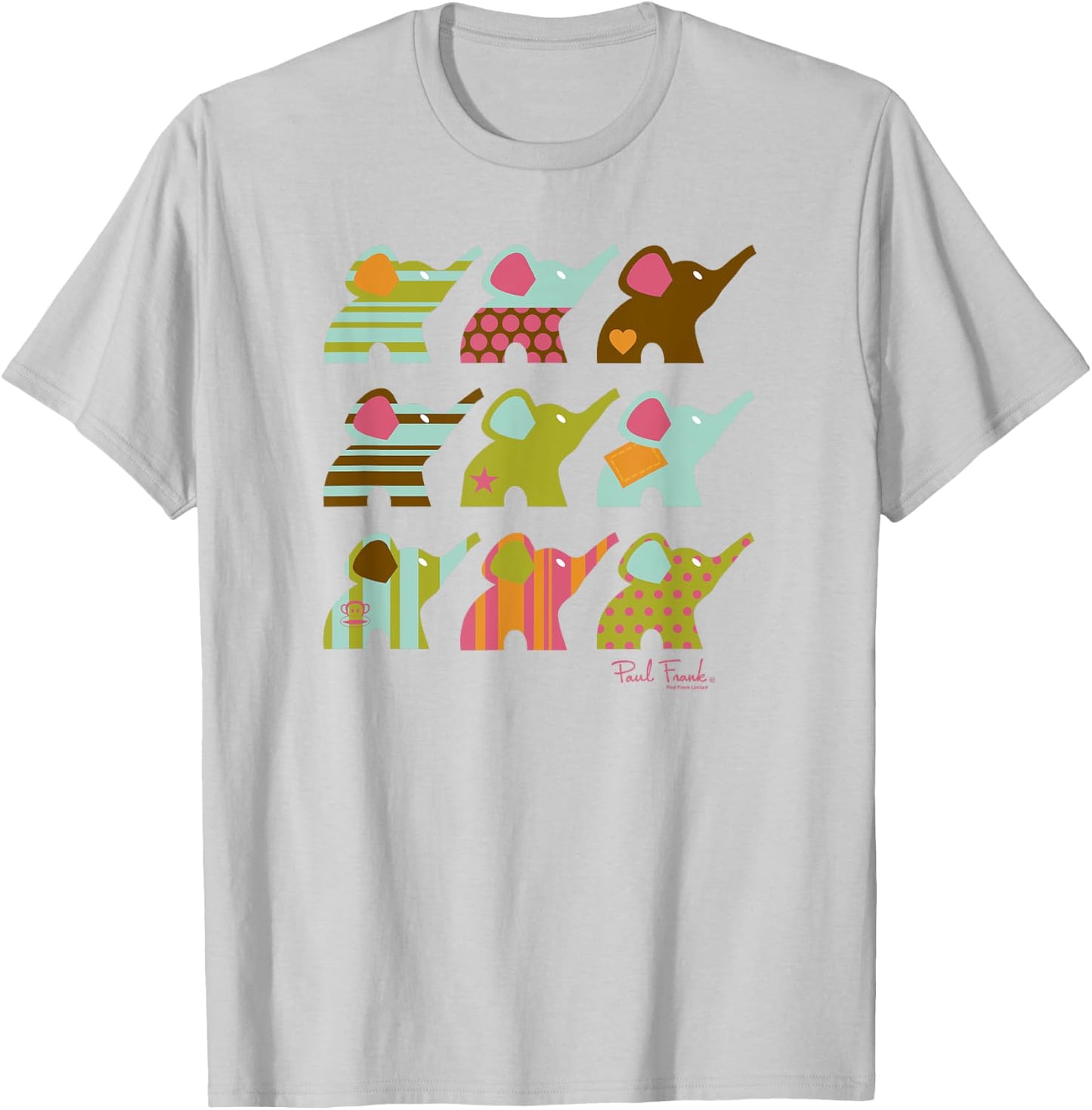 Paul Frank Ellie The Elephant Grid Poster T-Shirt - T-Shirt | Ash
