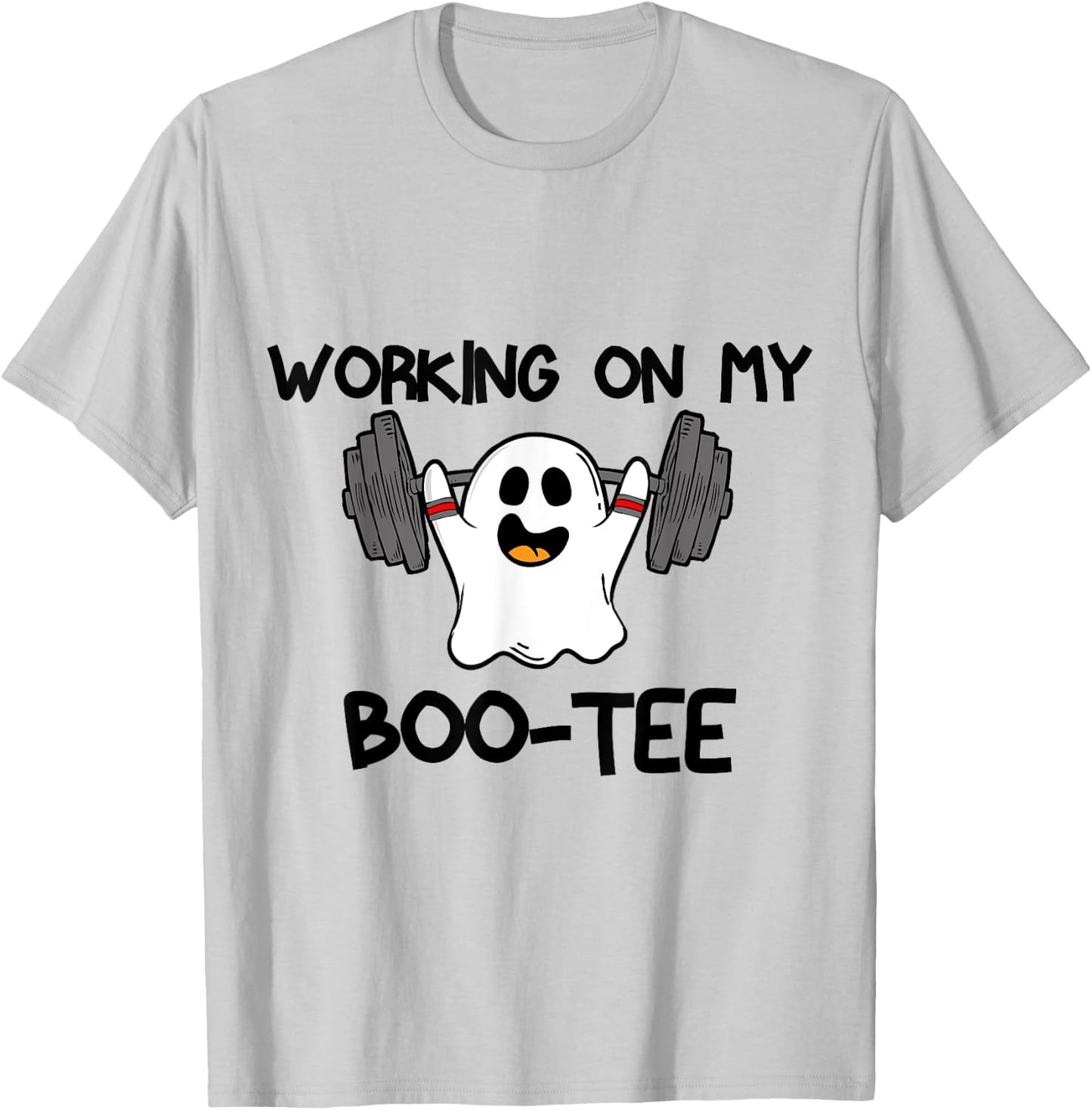 Working On My Booty Boo Ty Funny Halloween Gym Ghost T-Shirt - T-Shirt | Ash