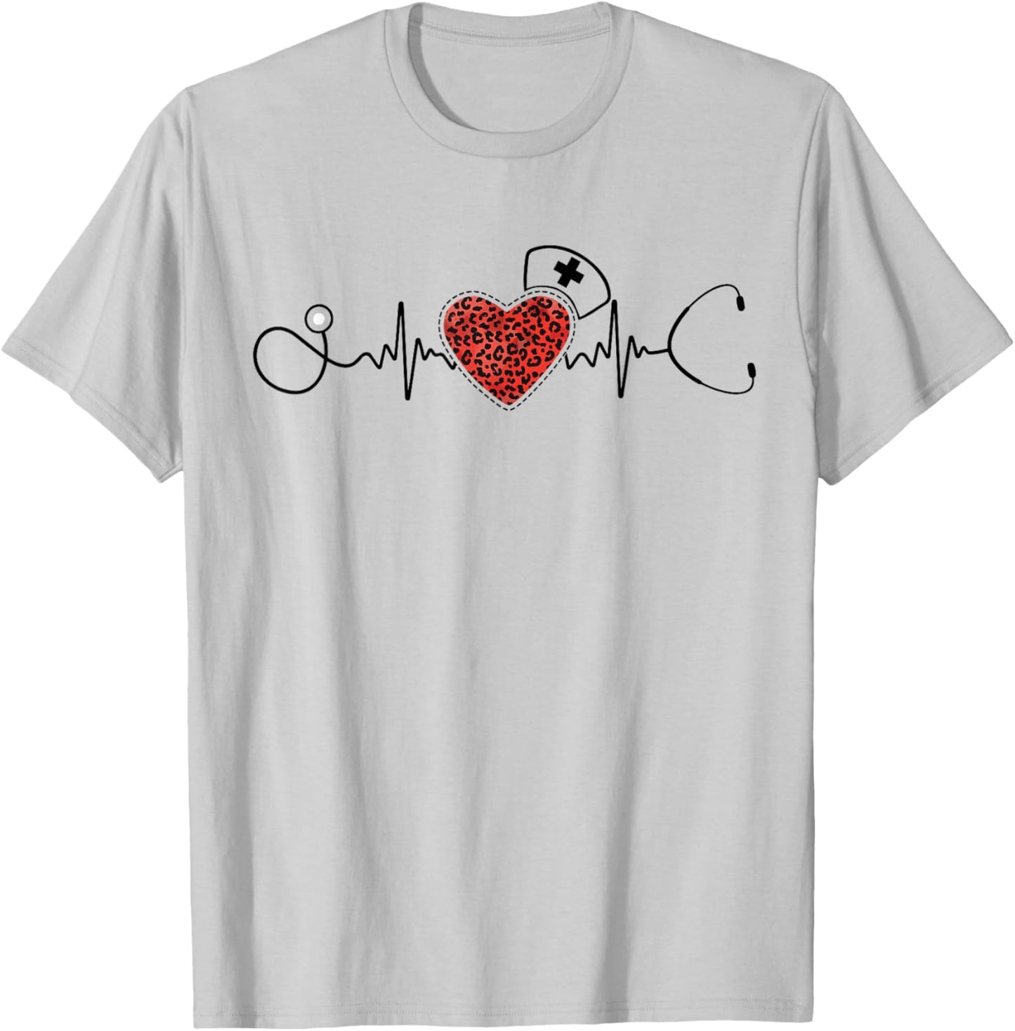 Nurse Shirts Nurse Shirt Blue Heart Pattern Classic Fit Pull On Small T-Shirt - T-Shirt | Ash