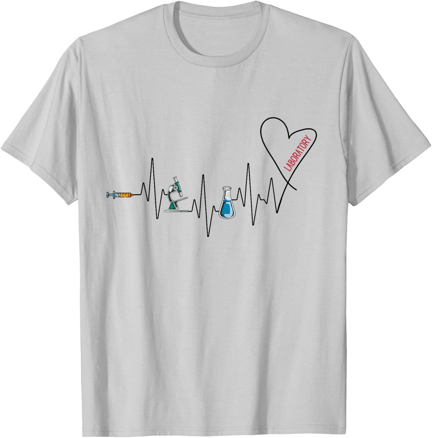 Laboratory Solving Medical Mysteries Women's Grey Hearts , Small, Short Sleeve, Classic Fit, Cotton 50% Polyester 50% T-Shirt - T-Shirt | Ash