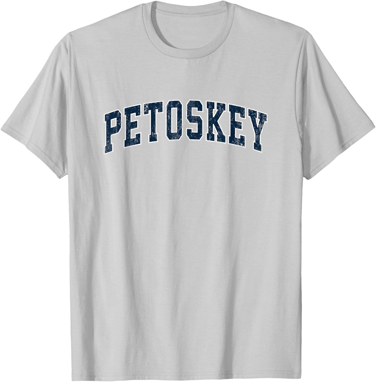 Petoskey Michigan MI Vintage Sports Design Navy Design T-Shirt - T-Shirt | Ash