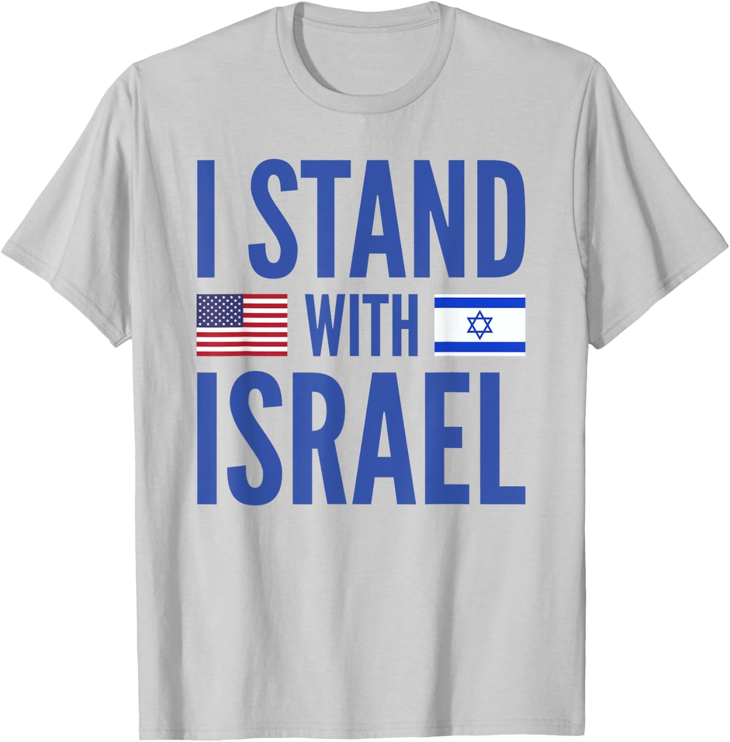 I Stand With Israel American-Israeli Flag T-Shirt - T-Shirt | Ash