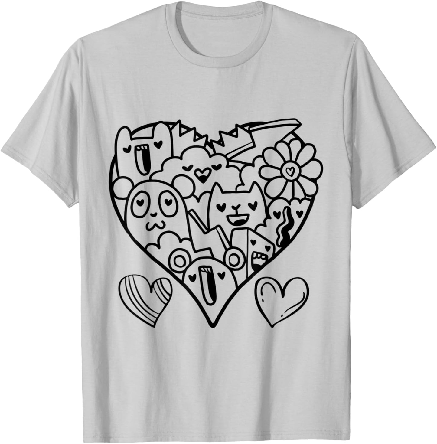 To Paint for Kids, Coloring Doodle Art Heart T-Shirt - T-Shirt | Ash