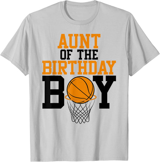 Aunt Of The Birthday Boy Basketball Family Birthday T-Shirt - T-Shirt | Ash
