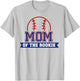 Mom of Rookie 1st Birthday Baseball Theme Matching Party T-Shirt - T-Shirt | Ash