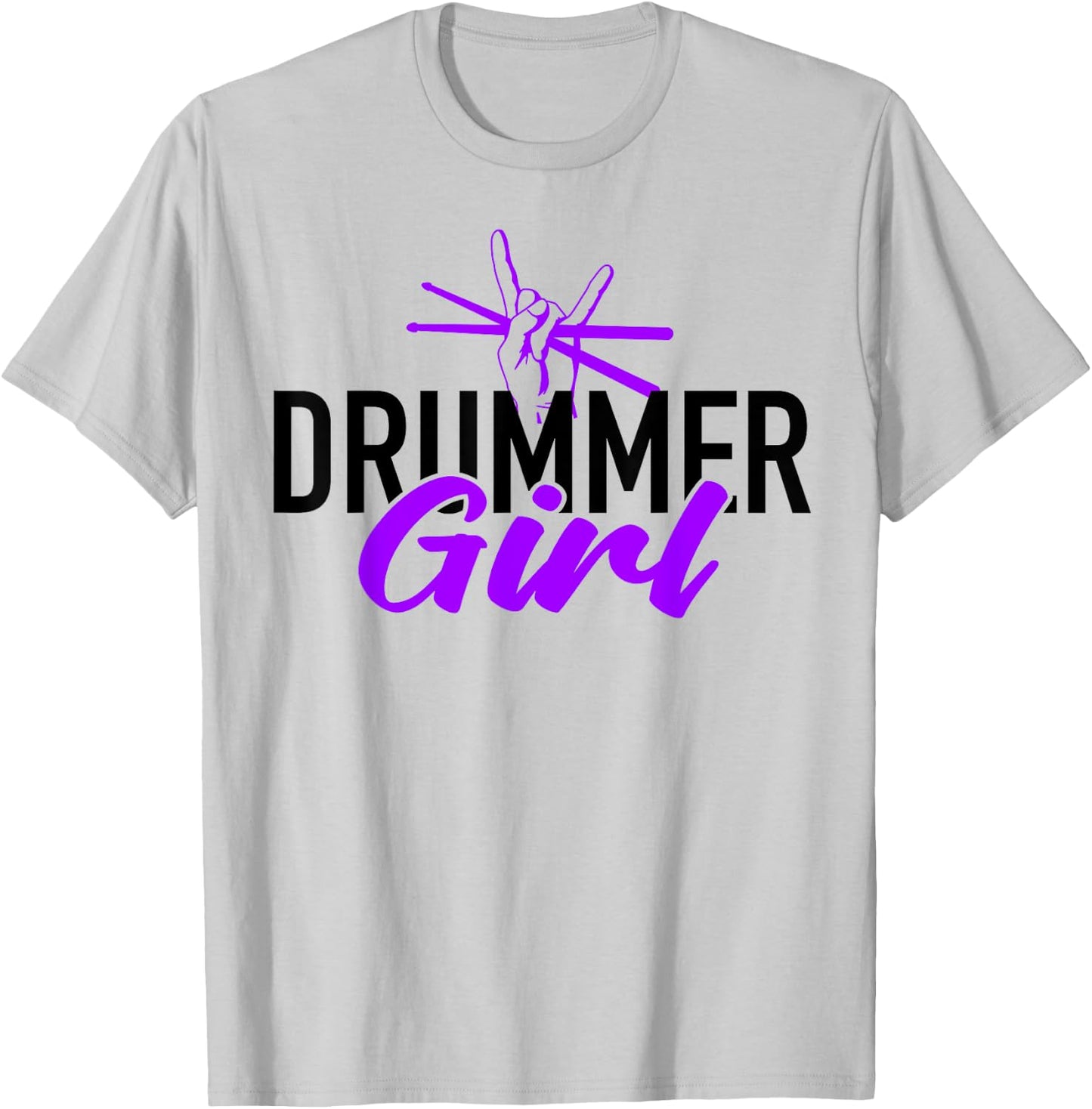 Drummer Girl Drum Set For Drumming And Percussionist T-Shirt - T-Shirt | Ash