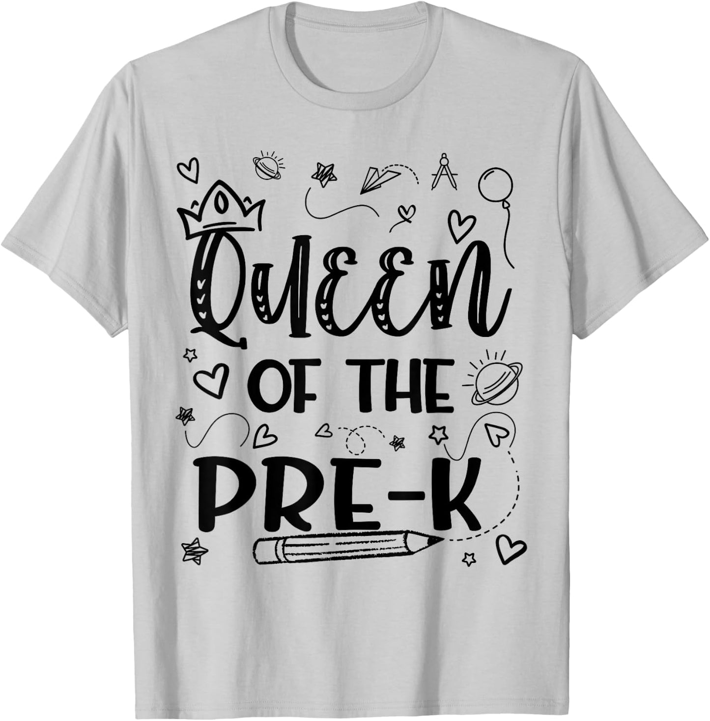 Queen Of Pre-K Back To School Pre K Gifts For Girls Kids T-Shirt - T-Shirt | Ash