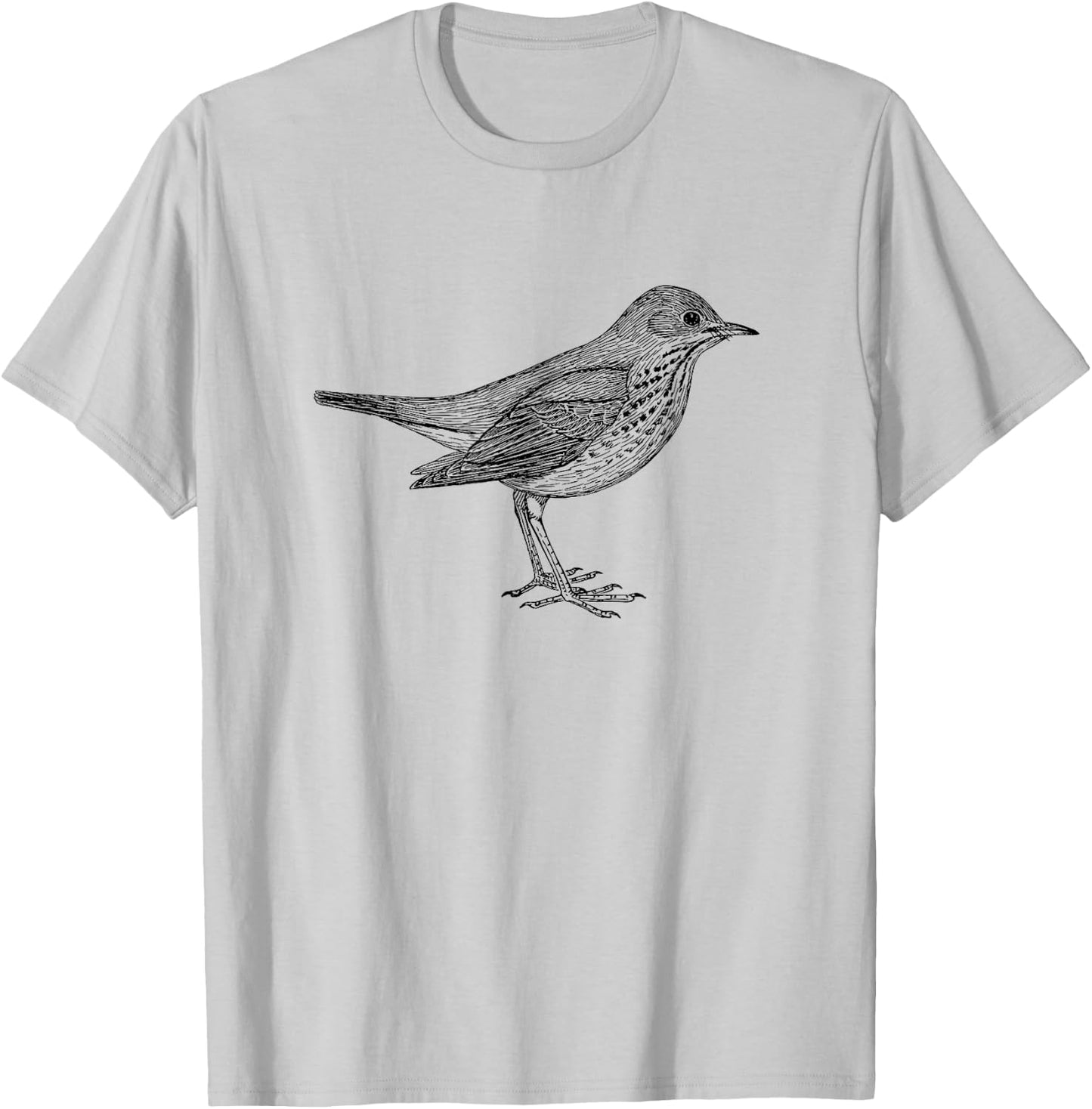 Hermit Thrush Bird Graphic Birdwatching T-Shirt - T-Shirt | Ash
