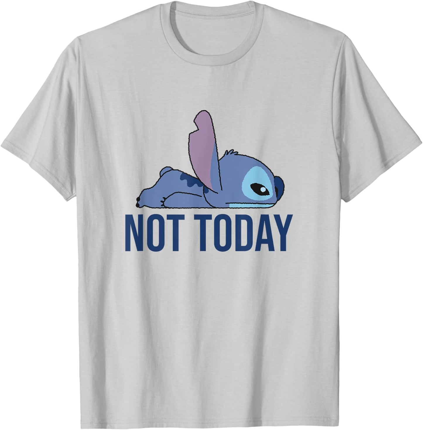 Disney Lilo & Stitch Not Today Lying Down Stitch Side View T-Shirt - T-Shirt | Ash