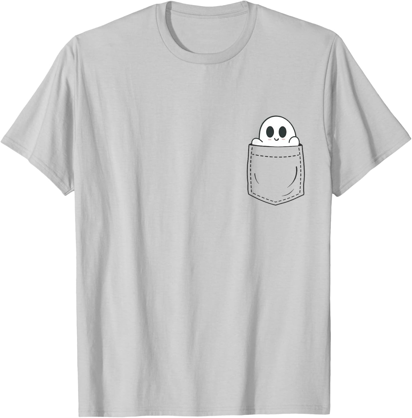Ghost in Pocket Halloween T-Shirt - T-Shirt | Ash