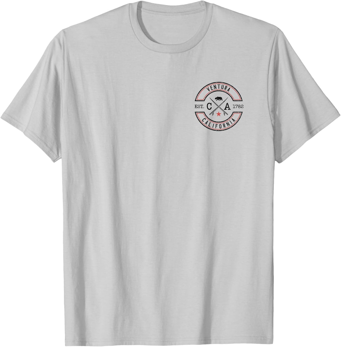 Ventura Beach California CA Retro Surfer Front & Back T-Shirt - T-Shirt | Ash
