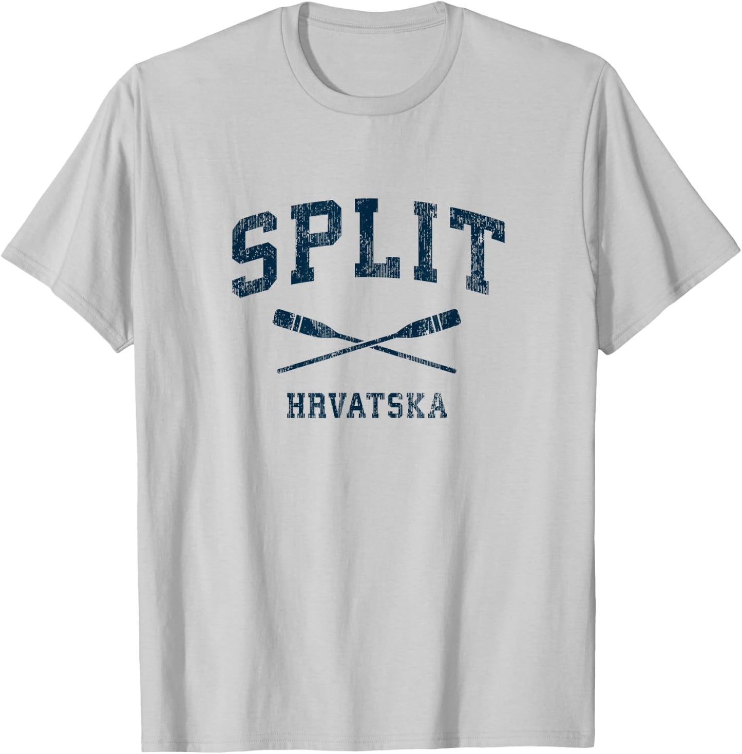 Split Croatia Vintage Nautical Paddles Sports Oars T-Shirt - T-Shirt | Ash