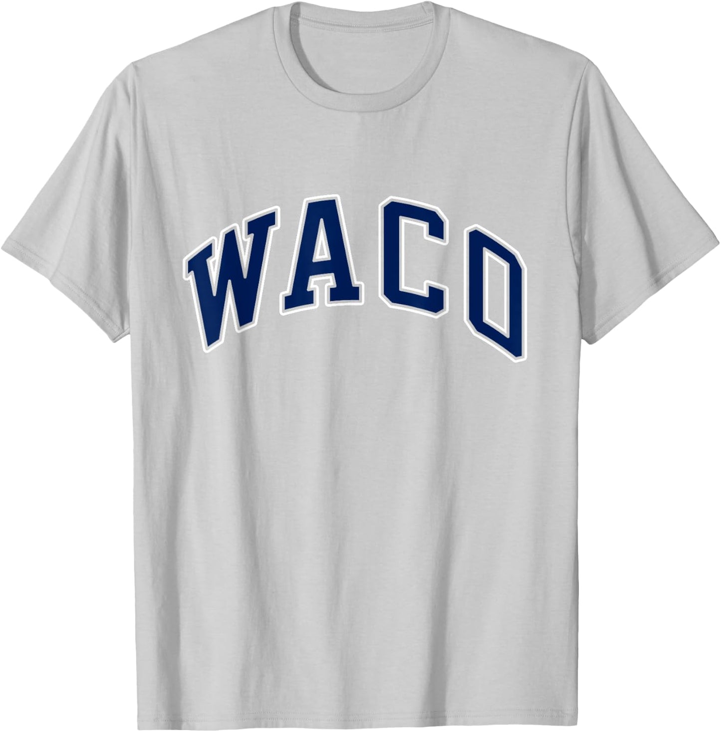 Waco Texas TX Varsity Style Navy Text T-Shirt - T-Shirt | Ash