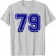 Blue Sports Team Number #79 T-Shirt - T-Shirt | Ash