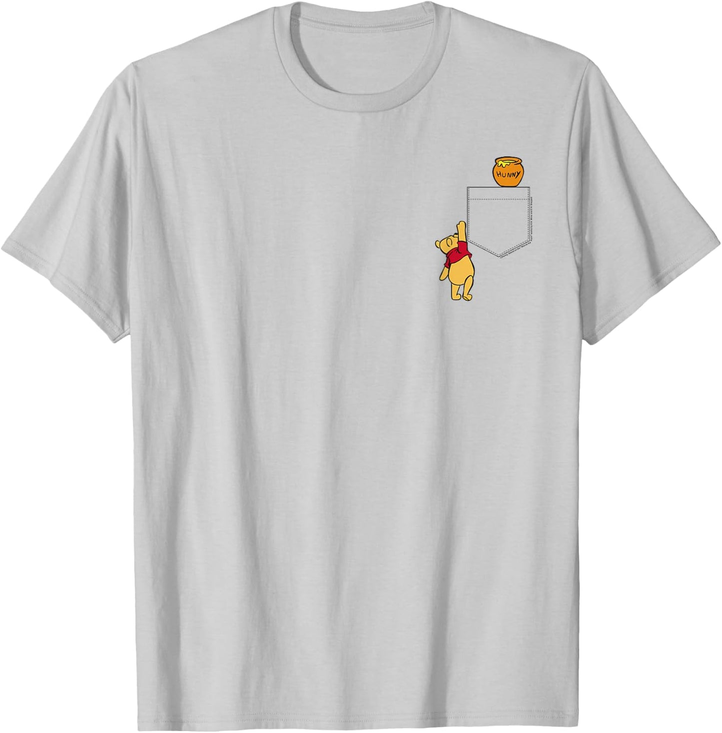 Disney Winnie The Pooh Reaching For Faux Pocket Honey T-Shirt - T-Shirt | Ash