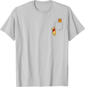 Disney Winnie The Pooh Reaching For Faux Pocket Honey T-Shirt - T-Shirt | Ash