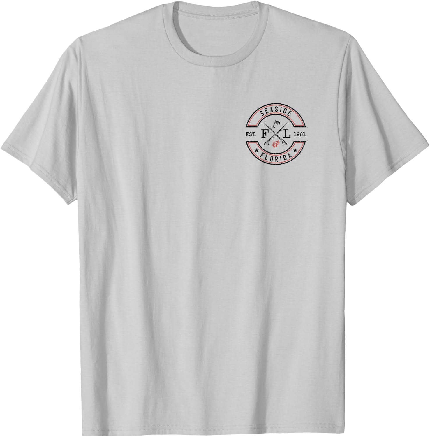 Seaside Florida Palms Vintage Beach Front & Back T-Shirt - T-Shirt | Ash