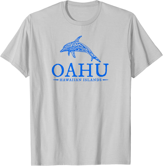 Oahu Hawaii Dolphin Boys Girls Vacation Souvenir T-Shirt - T-Shirt | Ash