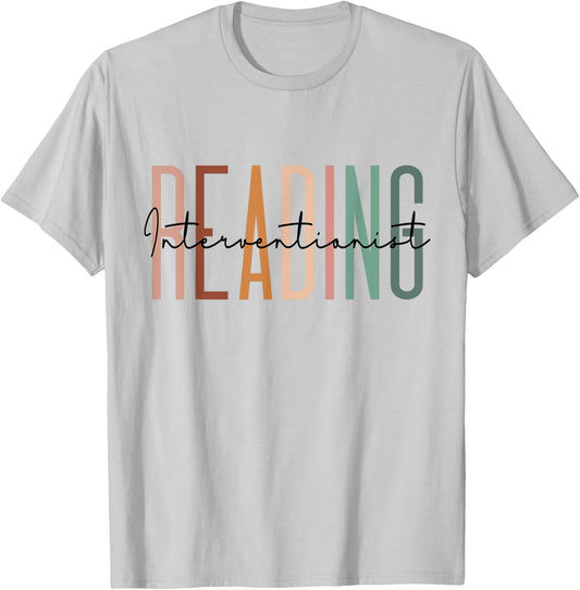 Reading Interventionist Reading Specialist Cotton Polyester Blend White Classic Fit Round Neck Short Sleeve - Women's Small T-Shirt - T-Shirt | Ash